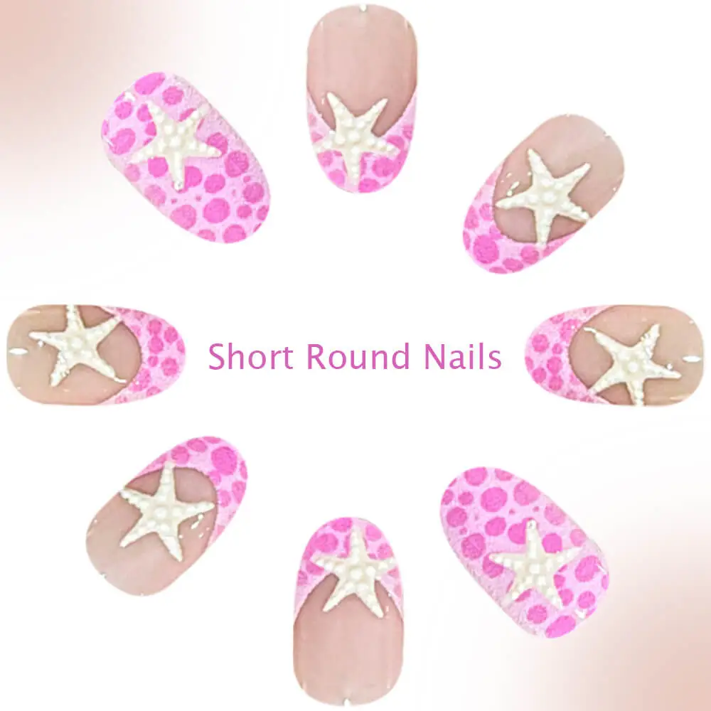 Nailhour 24Pcs Pink Vintage Medium Almond Press On Nails