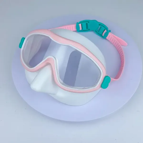 Pink White Anti-Fog Swimming Goggles