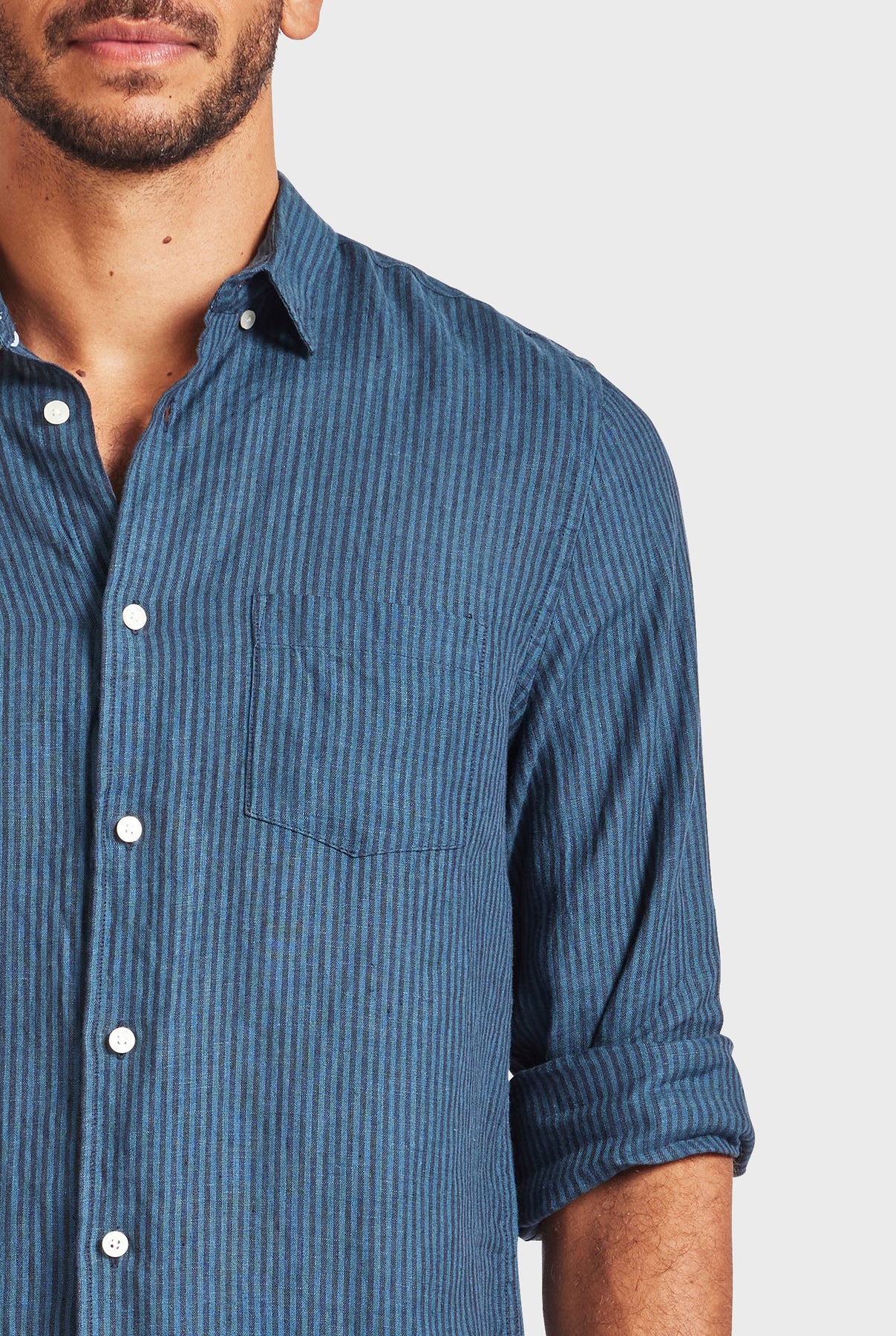 Rory Linen Shirt-Bluegrass/navy