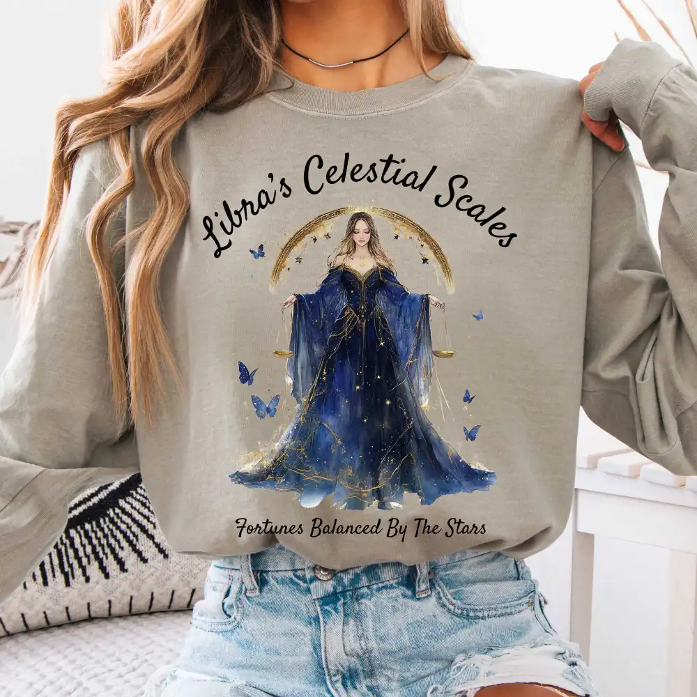 Libra's Celestial Scales Zodiac Long Sleeve Shirt