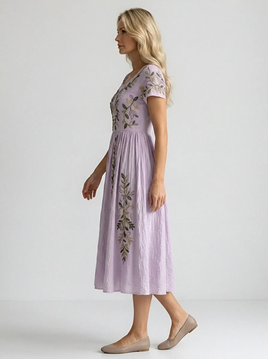 Women's Breast Cancer Awareness Floral Vine Printed Dress