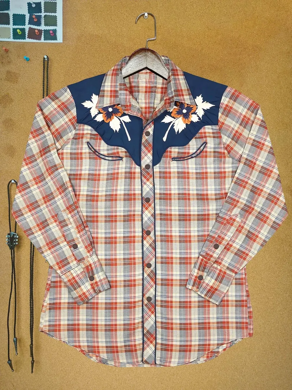 Western Plaid Cowboy Printed Hawaiian Shirt For Men Button-down Shirt Long Sleeve 100% Cotton Shirt