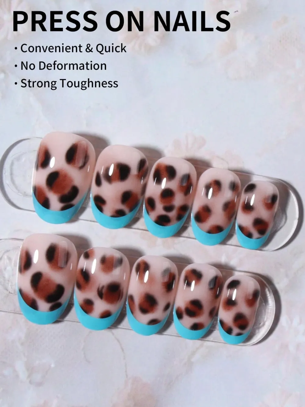 Nailhour 24Pcs French Vintage Short Oval Press On Nails