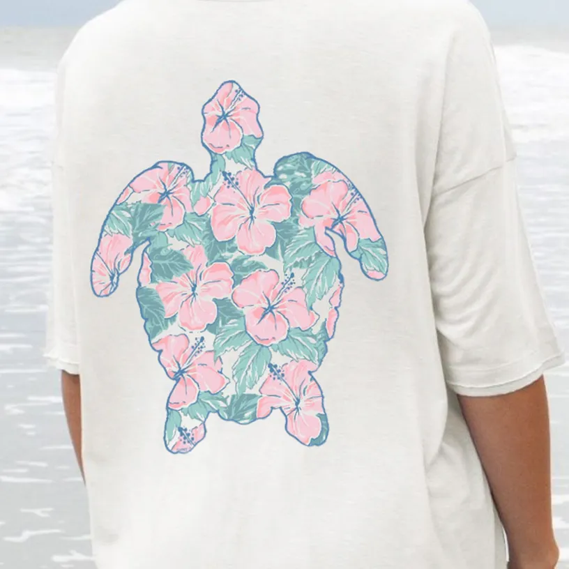 Sea Turtle Tropical Patterned T-Shirts