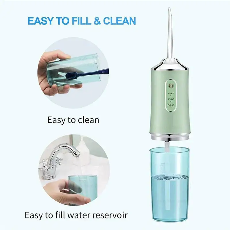 Electrically powered dental irrigator for thorough cleaning