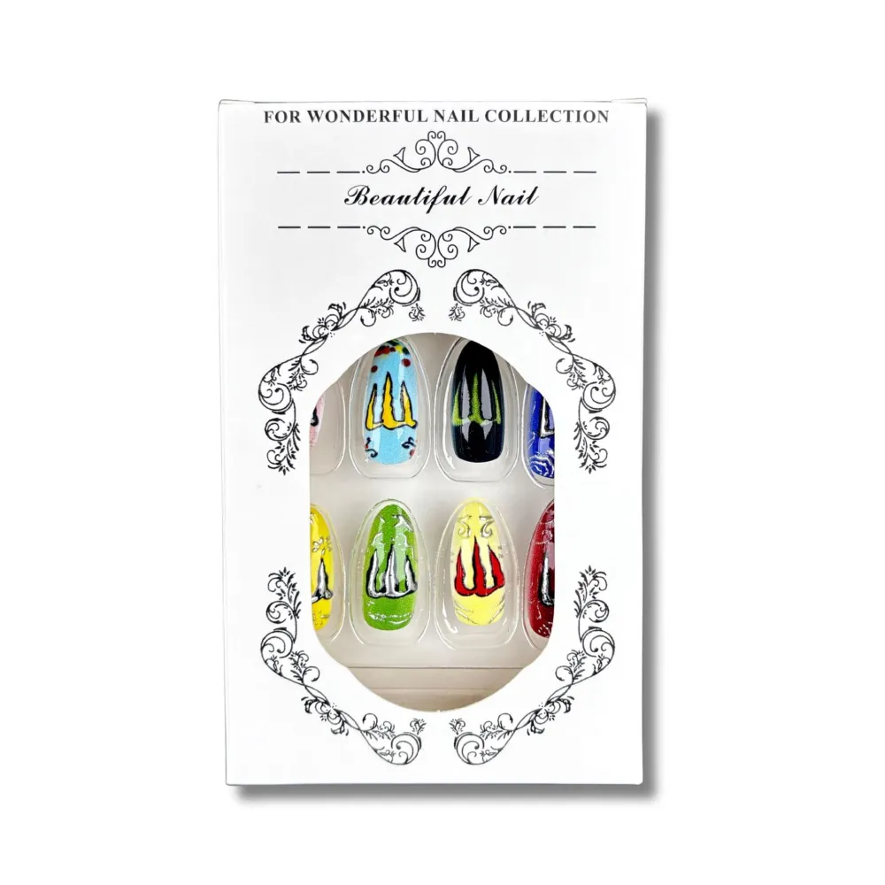 Nailhour 30Pcs Multicolor Punk Style Colors Medium Almond Press On Nails