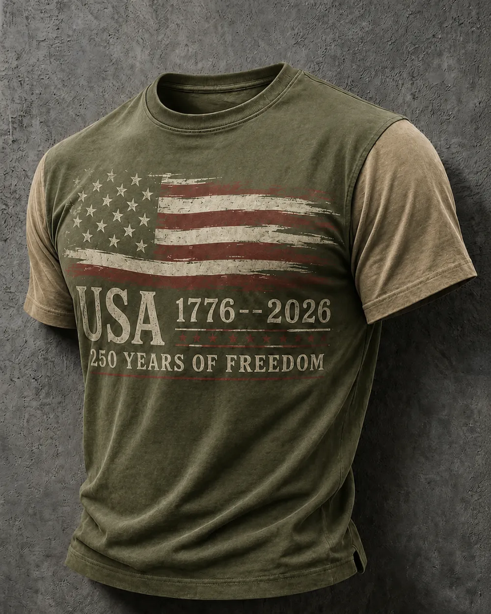 Men'S Casual American 250Th Anniversary Printed Round Neck Short Sleeved T-Shirt