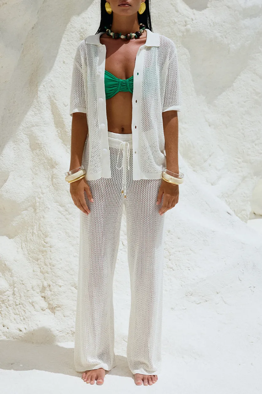 Sheer Patterned Loose Fit Beach Pants