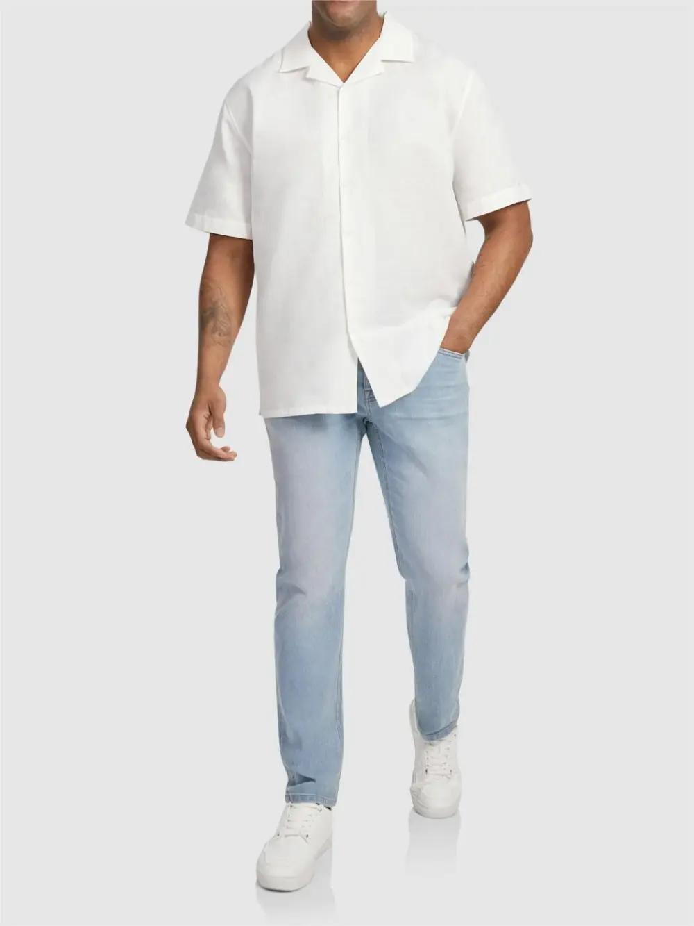 White Casual Loose-Fit Short Sleeve Shirts