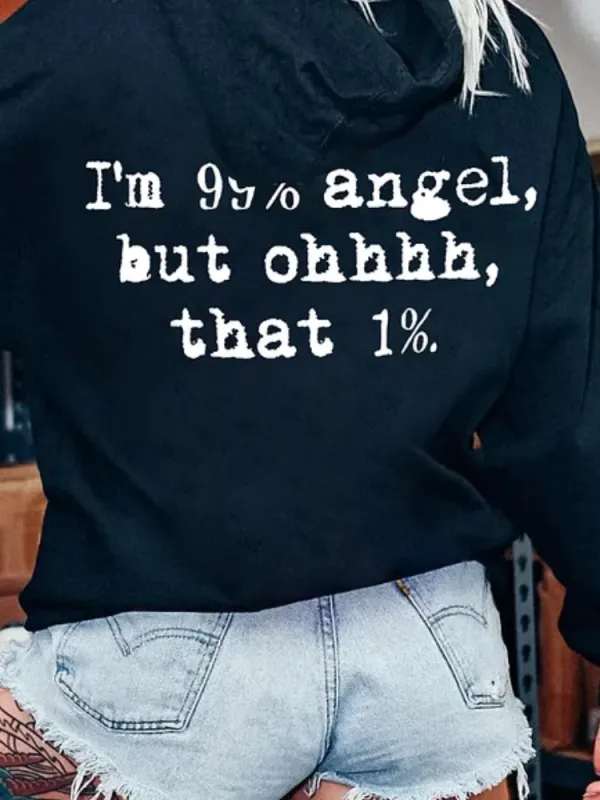 Text Printed Long Sleeve Hoodie
