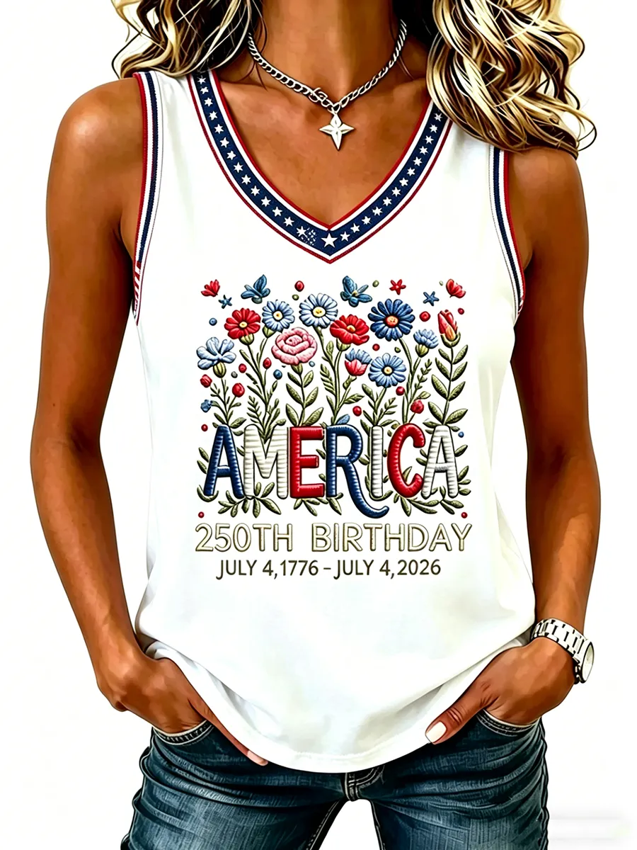 Women'S 250Th Anniversary US V-Neck Tank Top