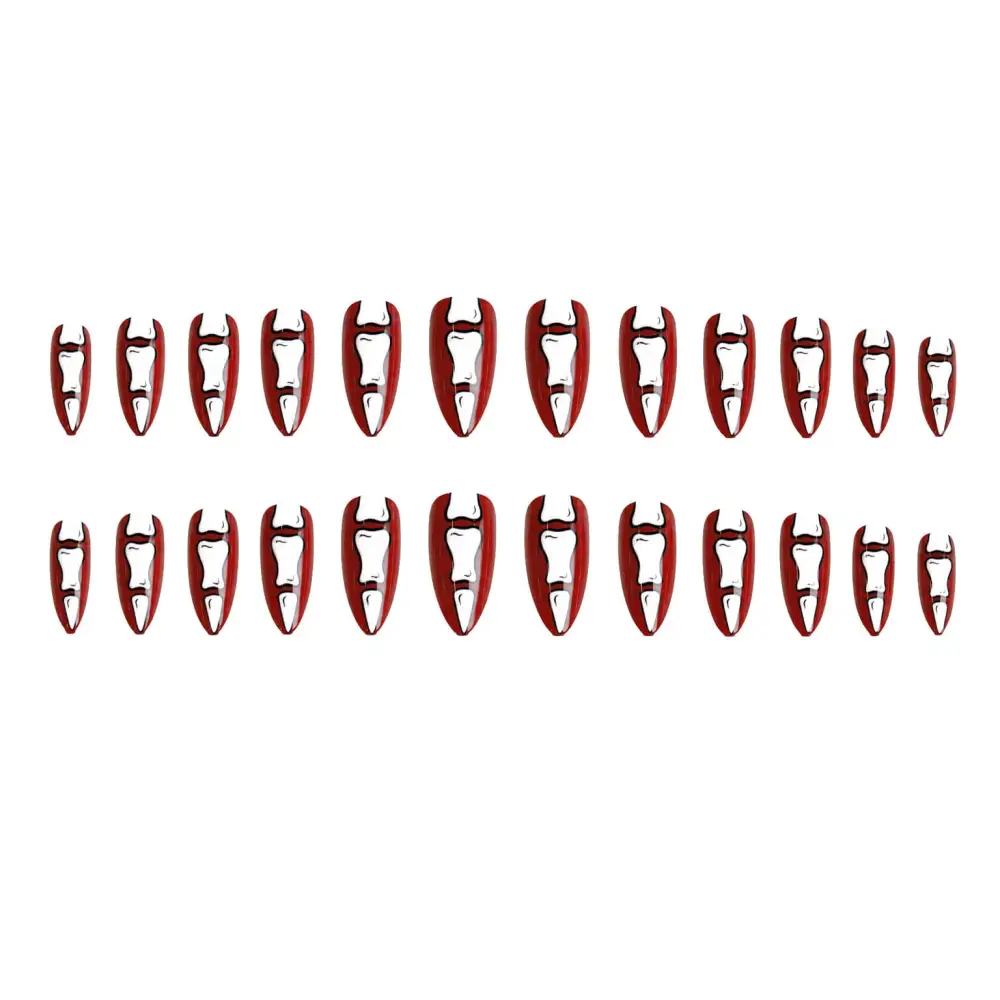 Nailhour 24Pcs Halloween Medium Almond Bloody Bones Press On Nails