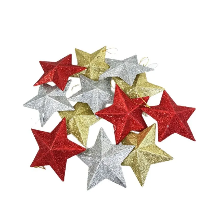 Christmas Glitter Star Christmas Tree Ornament Party Decoration