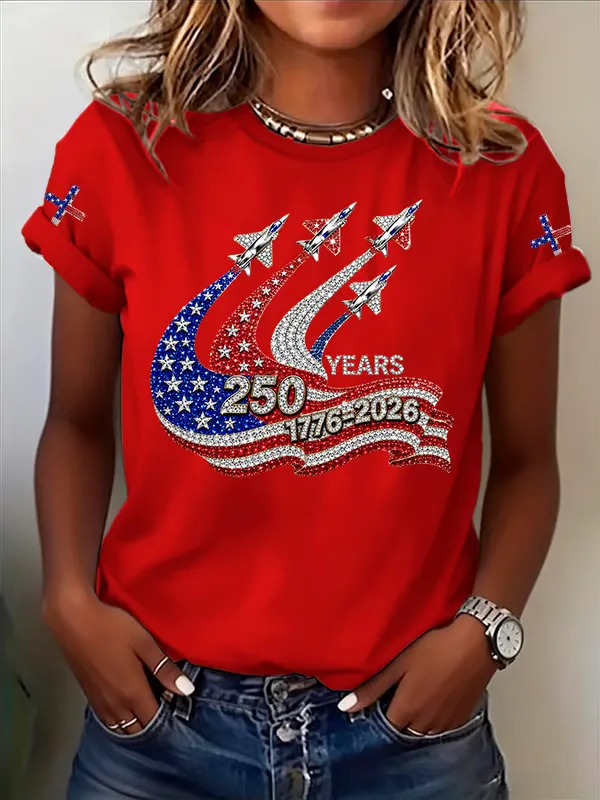 Women'S  Flag Printed Casual T-Shirt