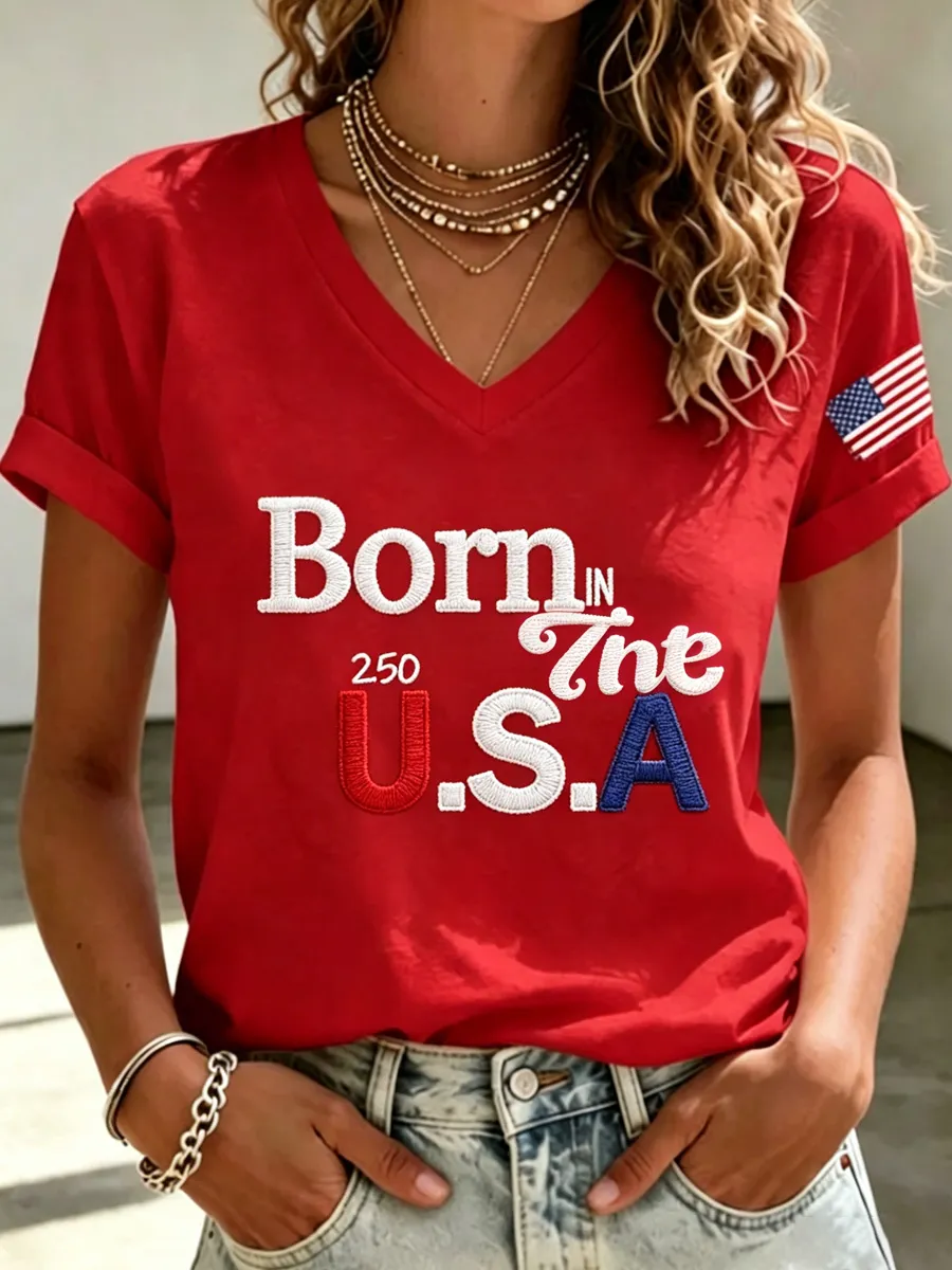 Women's 250th Born In The USA  Print T-shirt