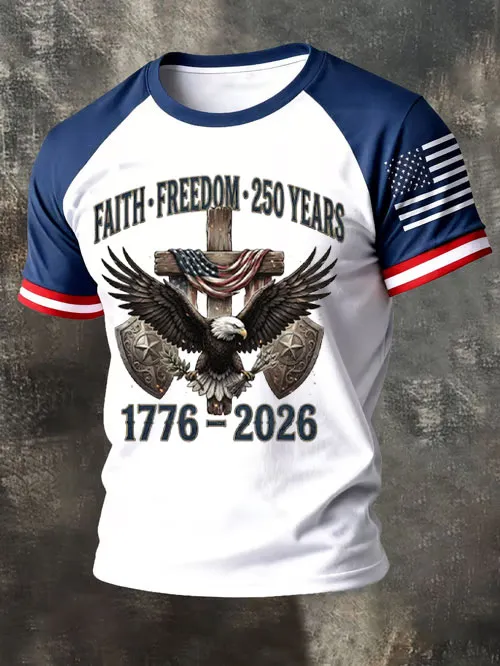 Men's America Flag Printed Casual T-shirt