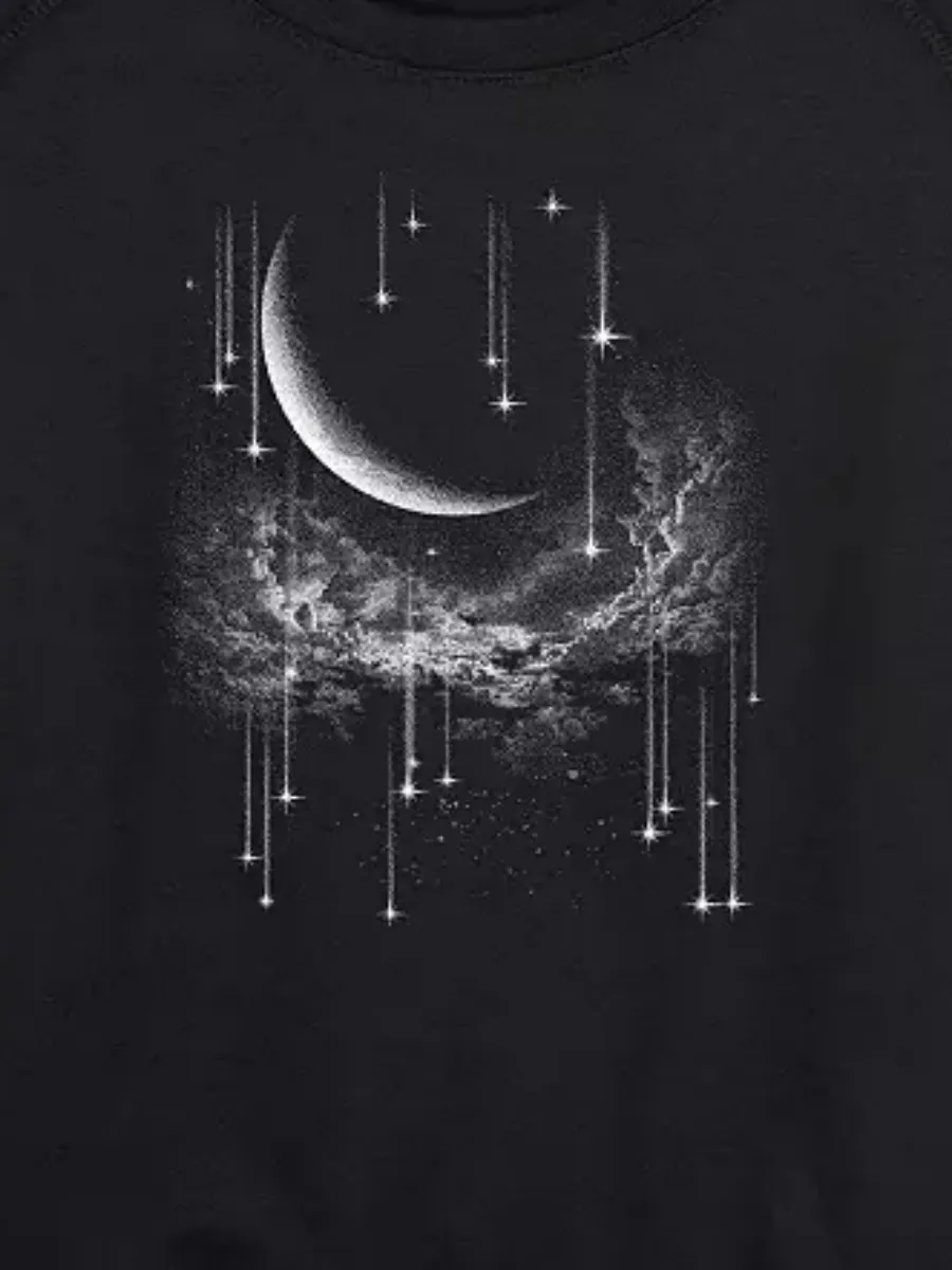 Galaxy and Moon Printed T-Shirt