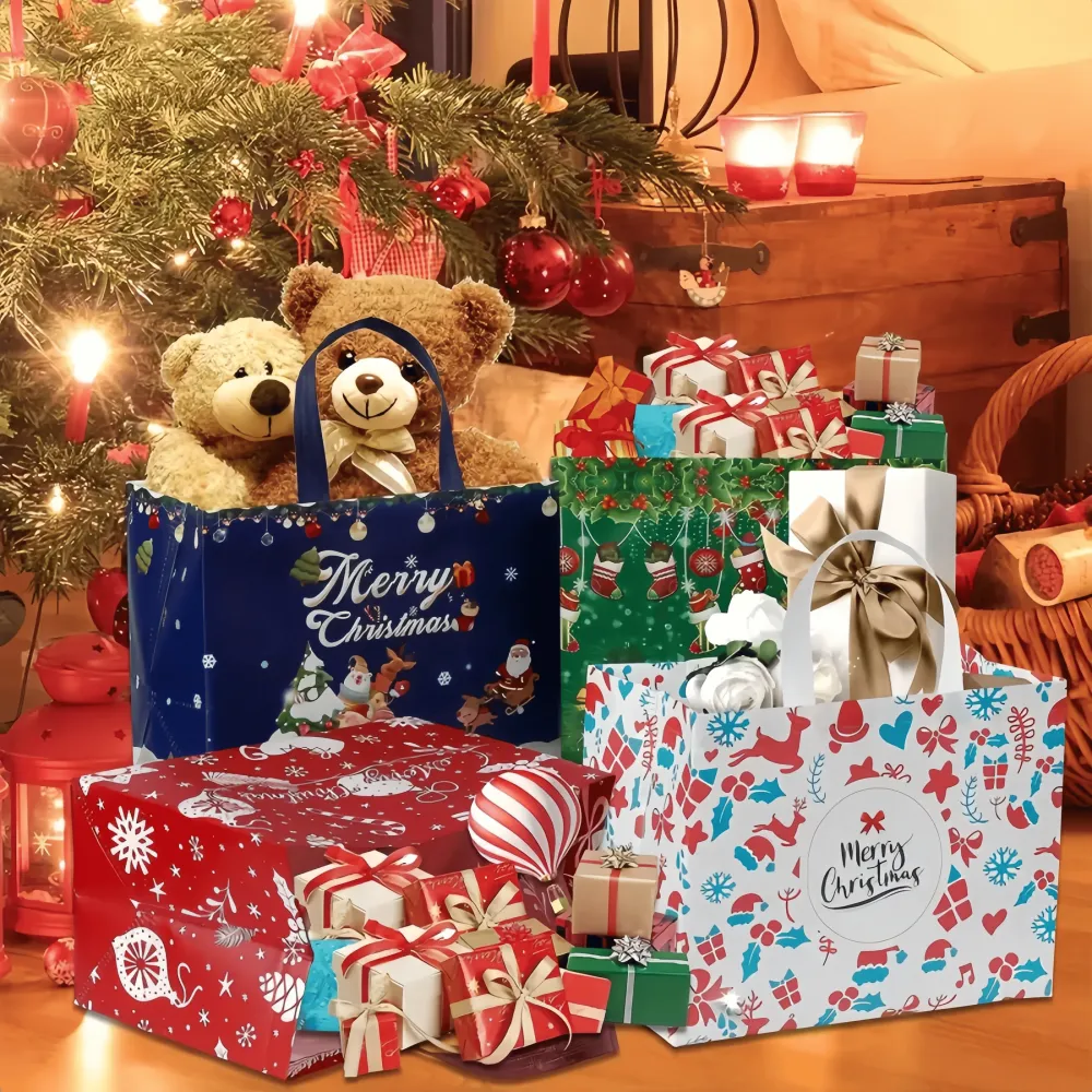 Large Unisex Multifunctional Non-Woven Christmas Gift   Bag with Handles