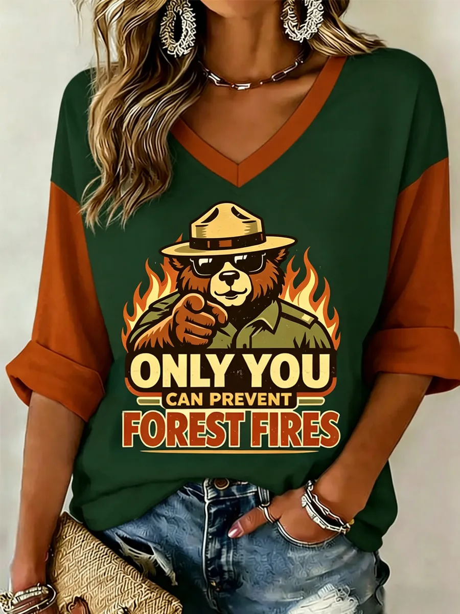 Women's Retro Resist Save The Forest Service Print T-Shirt