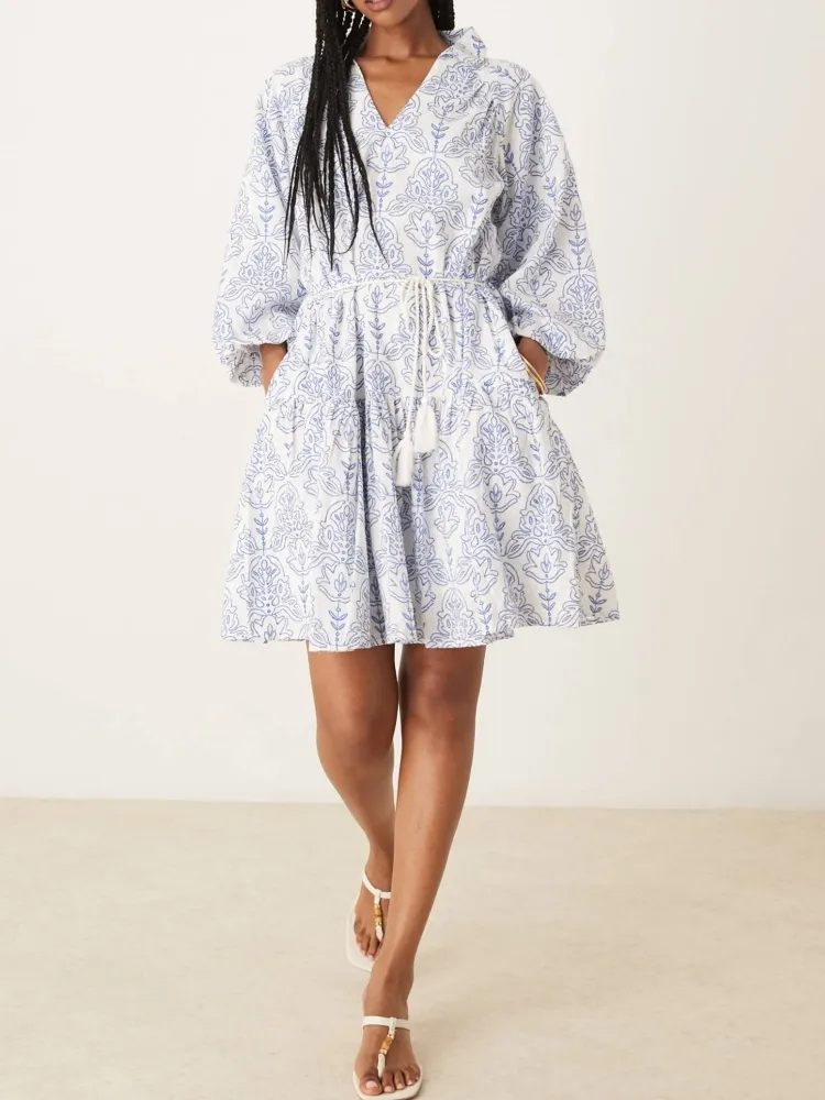 Tied Waist Print Dress
