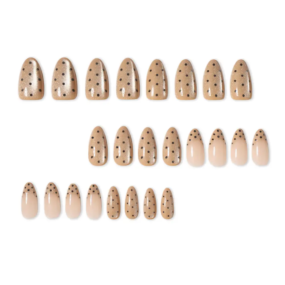 Nailhour 24Pcs French Medium Almond 3D Cat Eye Press On Nails