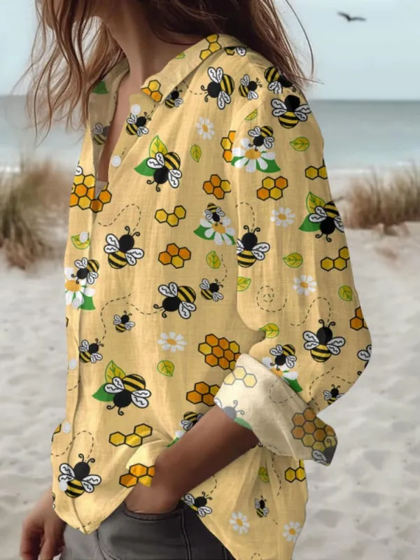 Bee Pattern Long Sleeve Shirt
