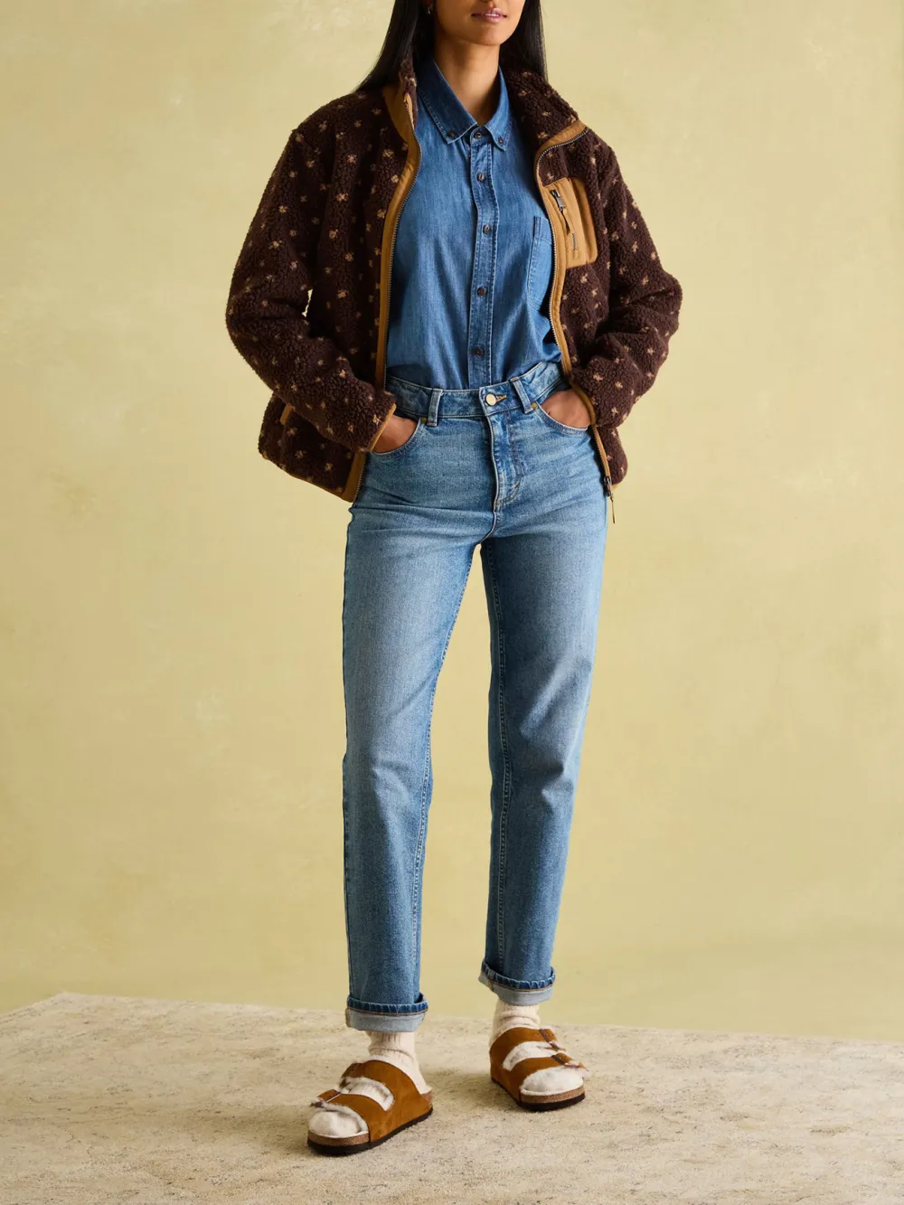 Chocolate Brown Spot Fleece Jacket