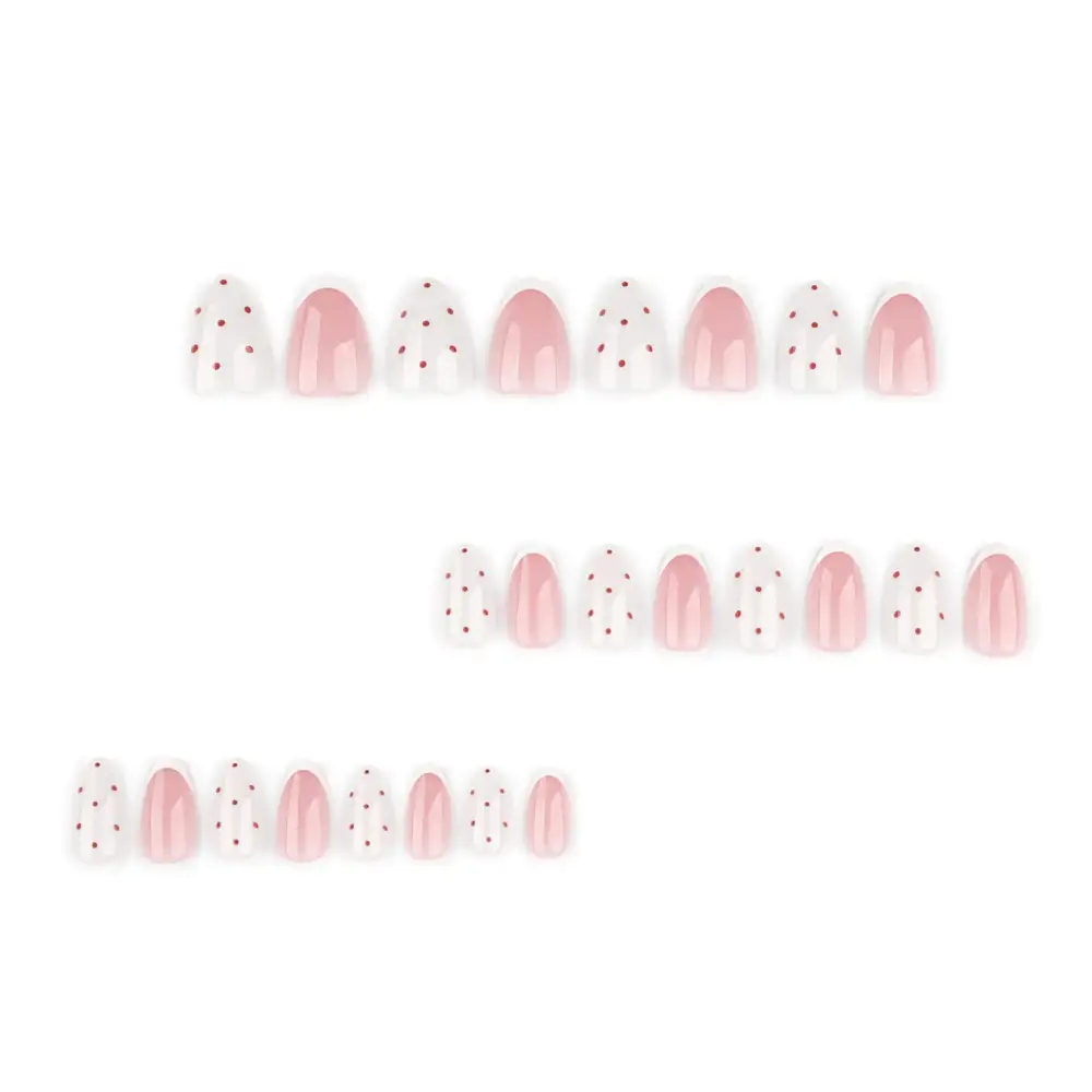 Nailhour 24Pcs French Medium Almond Sweet Pink Press On Nails