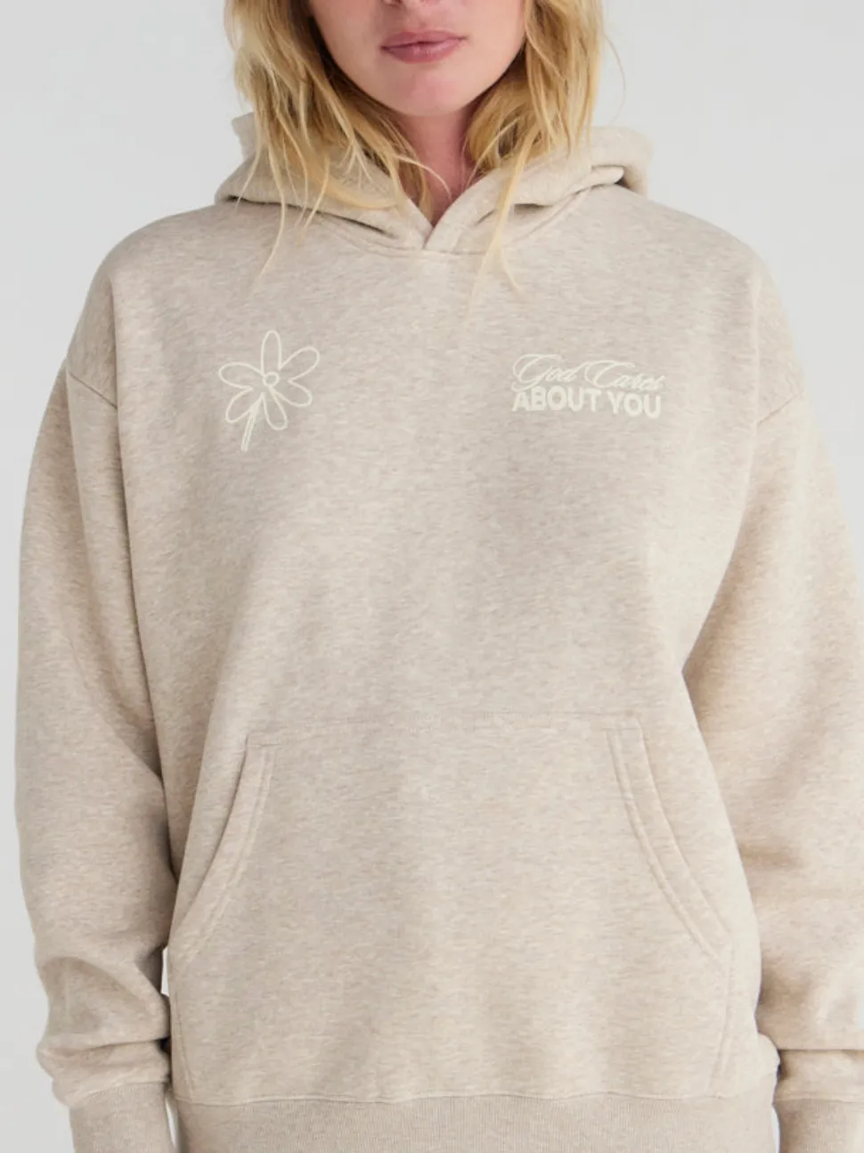 Women's Casual Positive Floral Slogan Print Hooded Long-Sleeve Sweatshirt