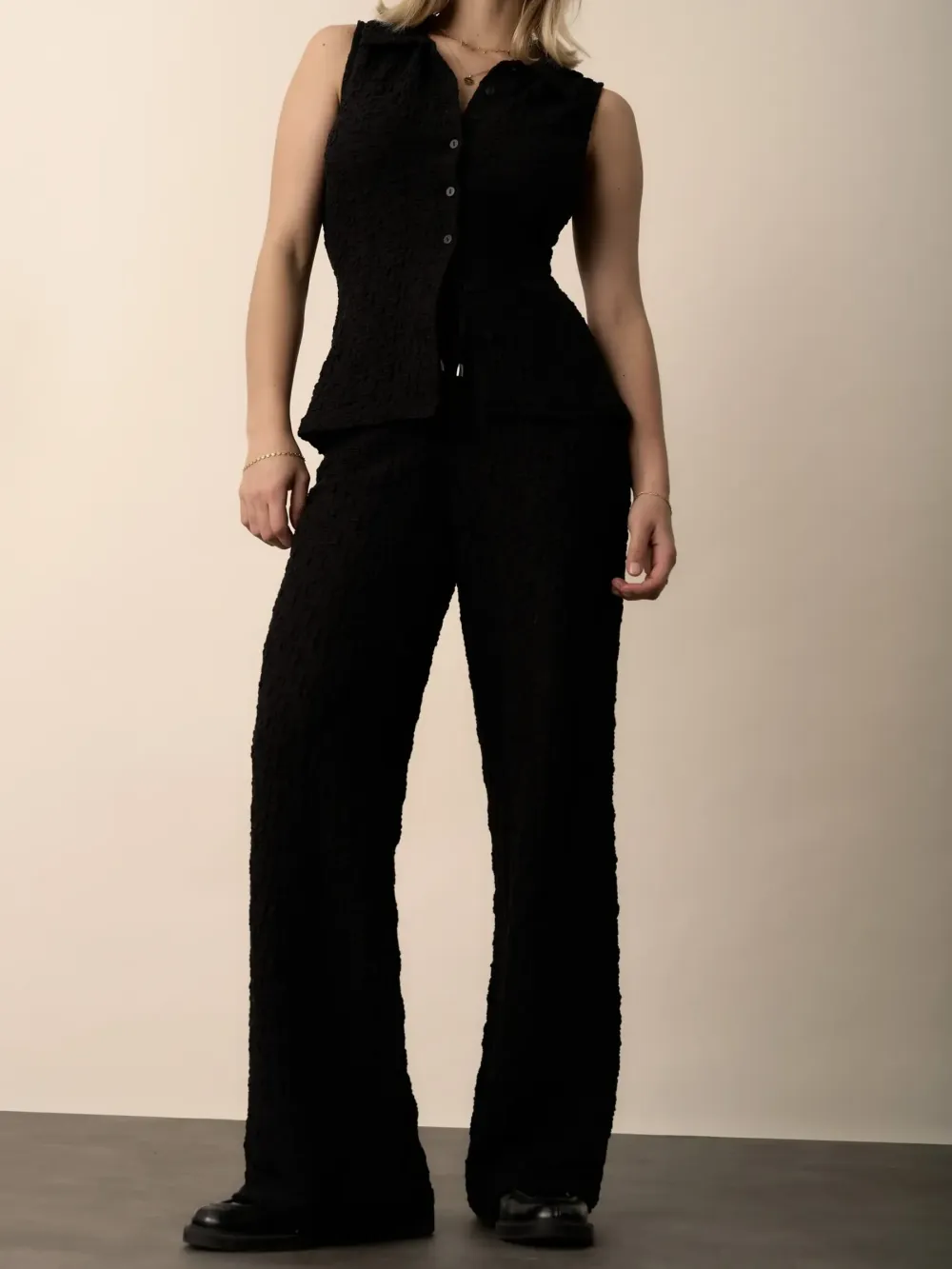 High Waist Textured Pants