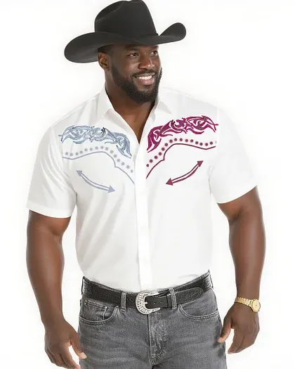 Big & Tall Men'S Western Textured Short Sleeve Shirt