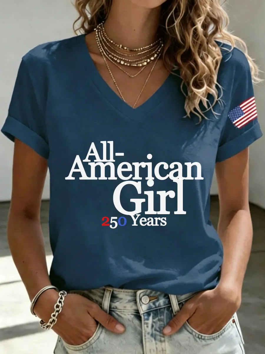 Women's 250thAll-American Girl Print T-shirt