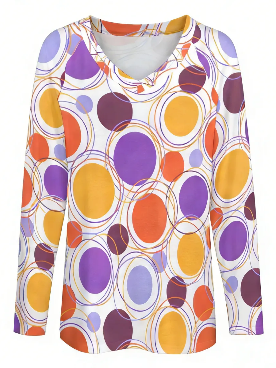 Contrast Color Circle Print T-Shirt