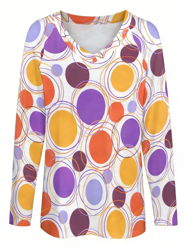 Contrast Color Circle Print T-Shirt