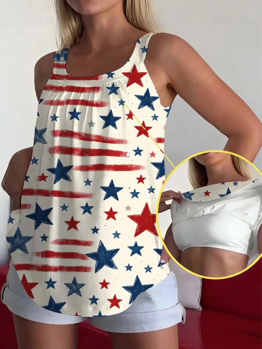 Women's 250th Anniversary Commemorative Glitter Printed Tank Top