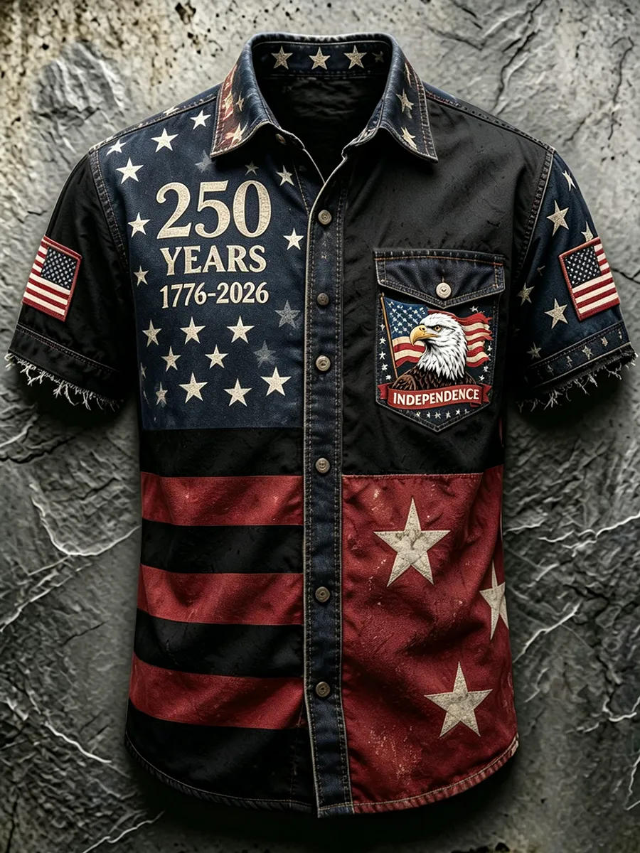 Men's 250th Independence Day Eagle Vintage Denim Shirt
