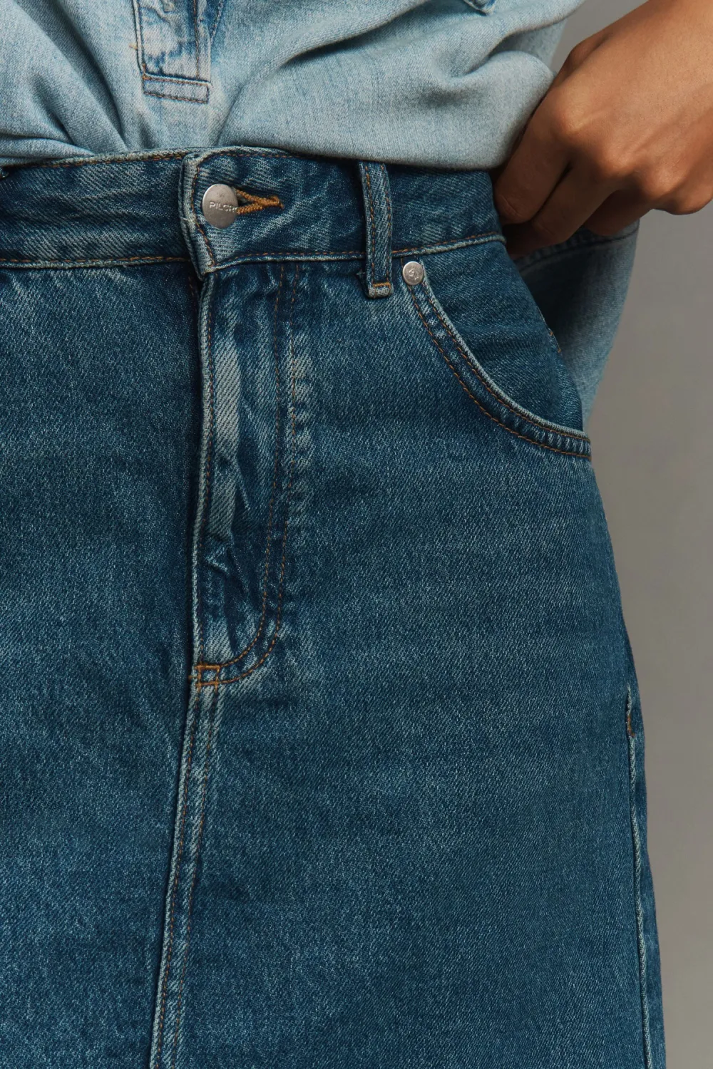 The Madi Front-Slit Denim Skirt
