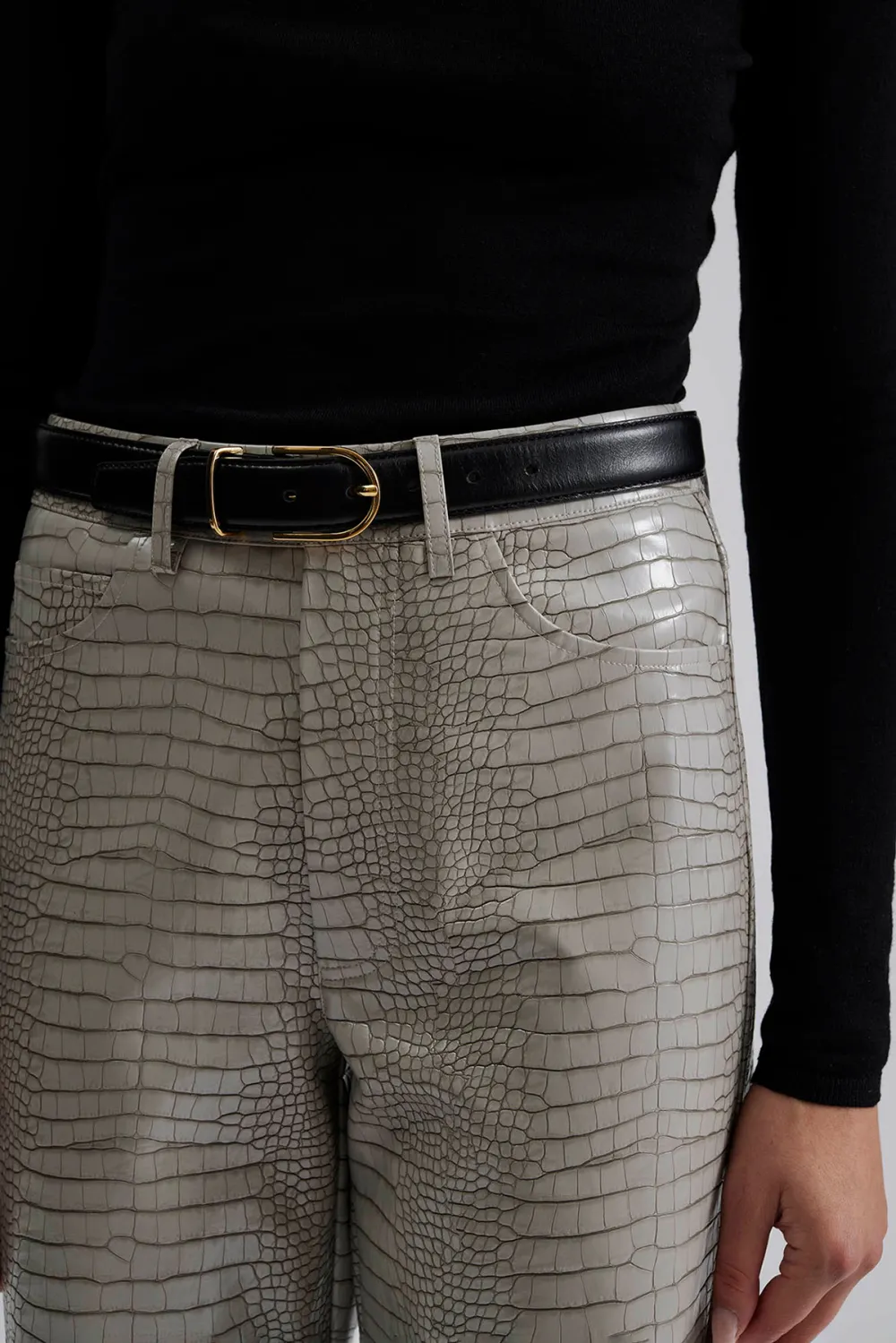 Straight Leg Faux Leather Trousers