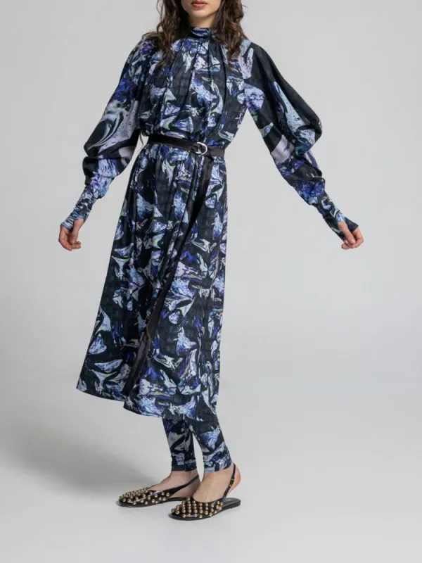 Abstract Print Midi Dress