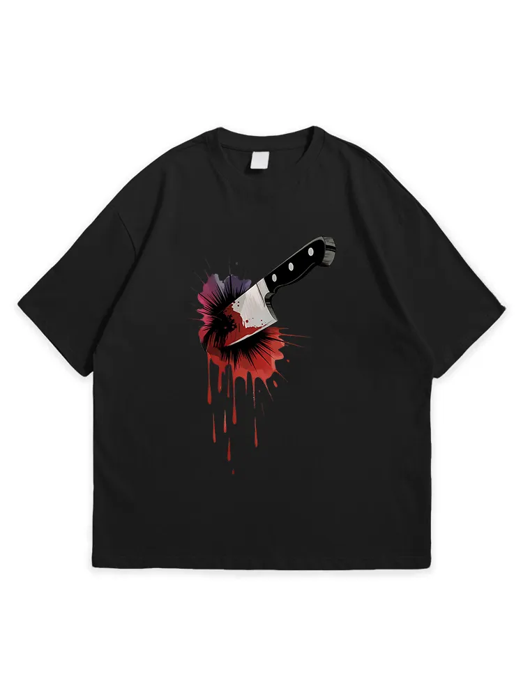 Men'S Halloween Abstract Art  Loose Simple Round Neck  T-Shirt