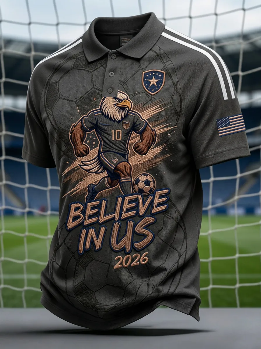 Men's  Soccer In Us 2026 Printed Polo Shirt