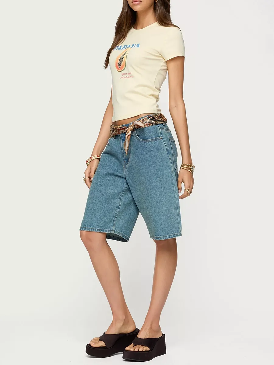 Women's Papaya Printed Short T-Shirt