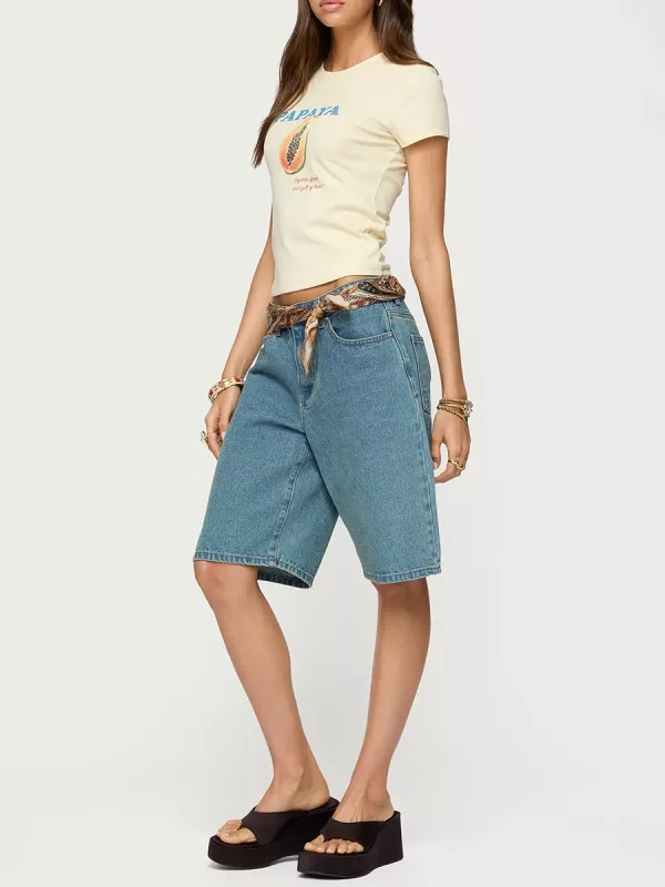Women's Papaya Printed Short T-Shirt