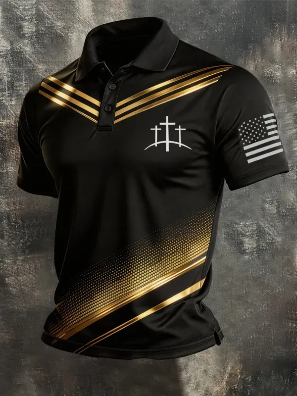 Men's casual waffle Patriot Polo