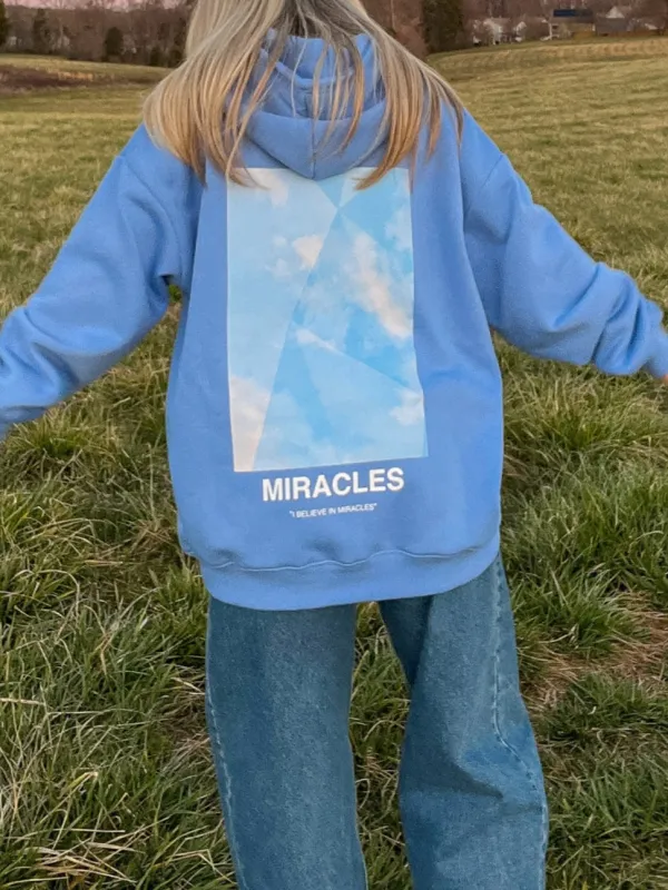 Lady's Sky Print Hooded Long-Sleeved Pullover Hoodie
