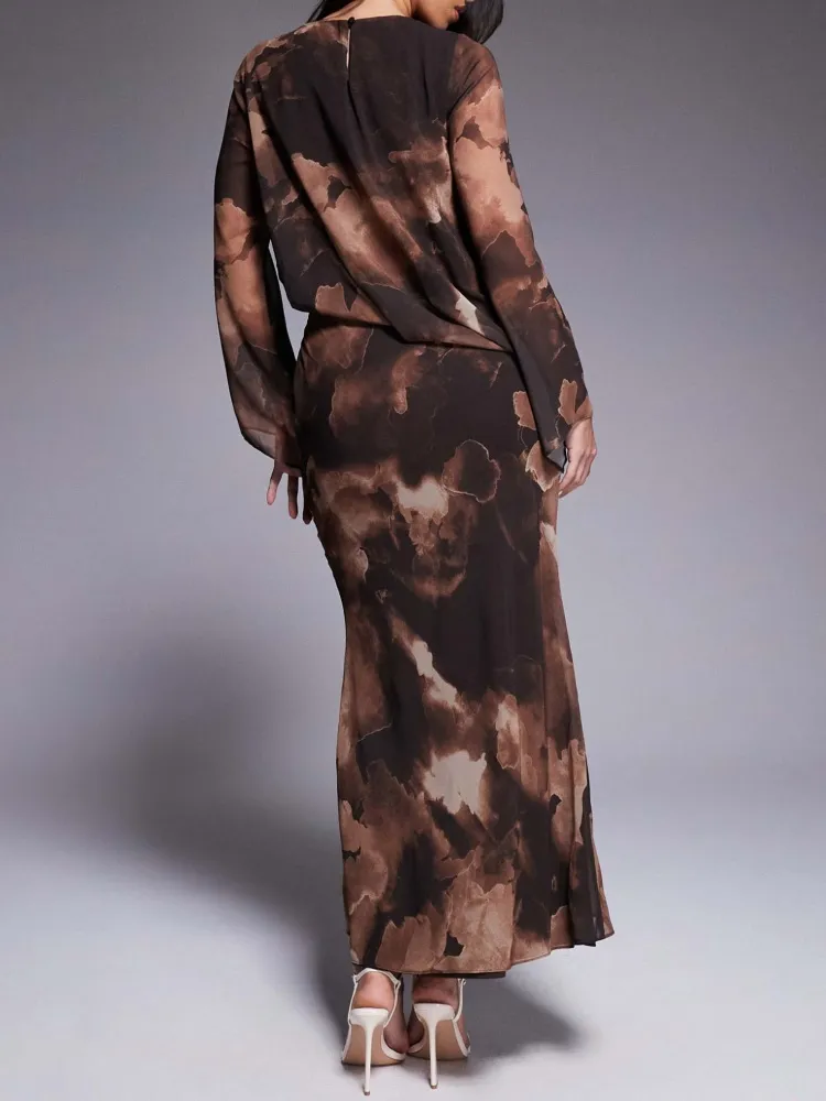 Floral Round Neck Maxi Dress