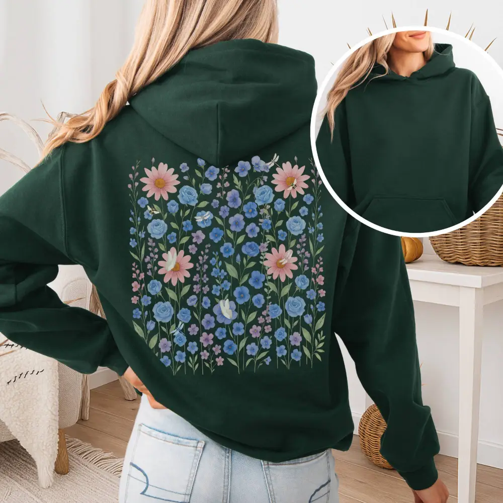 Blue Wildflower Hoodie