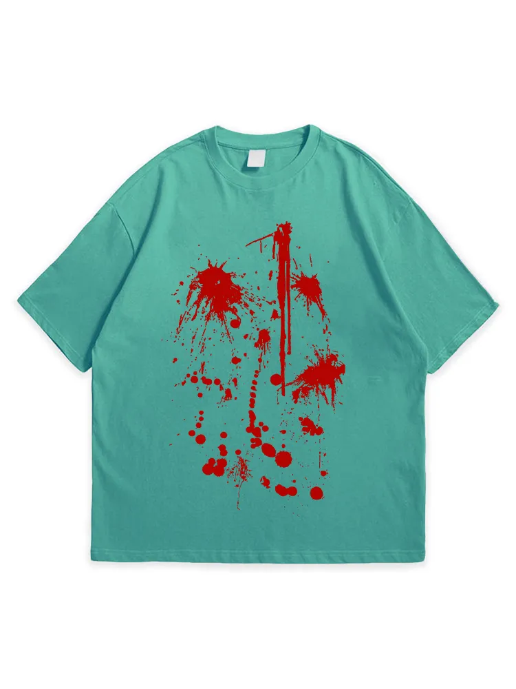 Men'S Halloween Retro Art Niche Splash Print Round Neck  T-Shirt