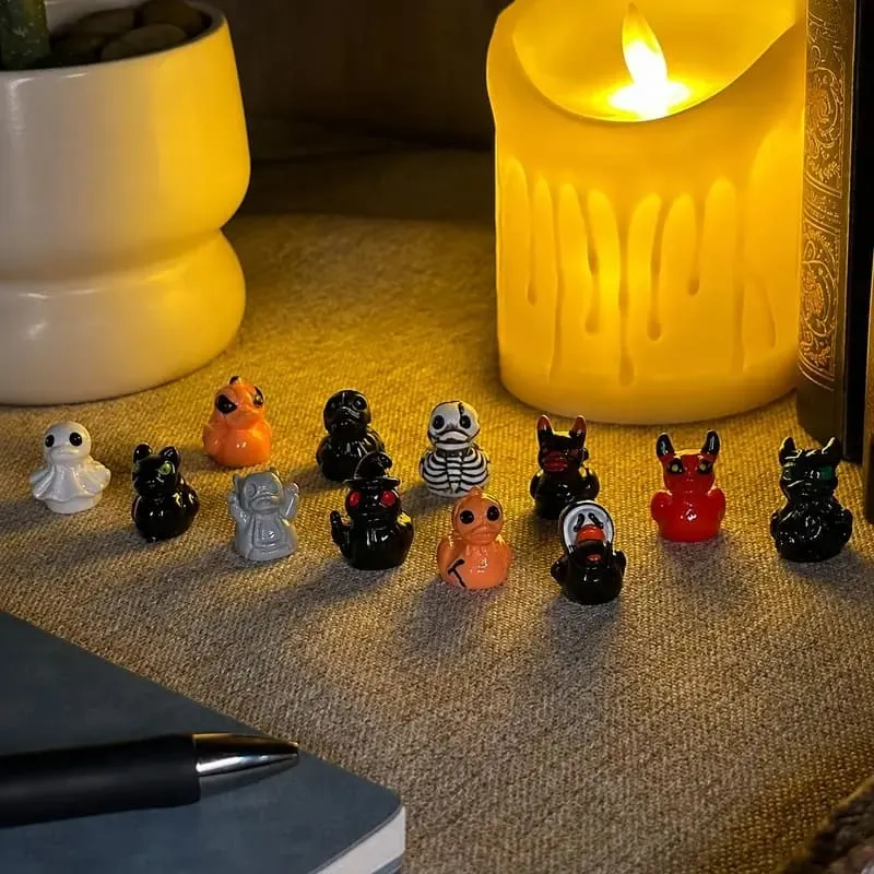 Random Mini Devil Ghost Skull Resin Ducks Cute Spooky Desktop Decor