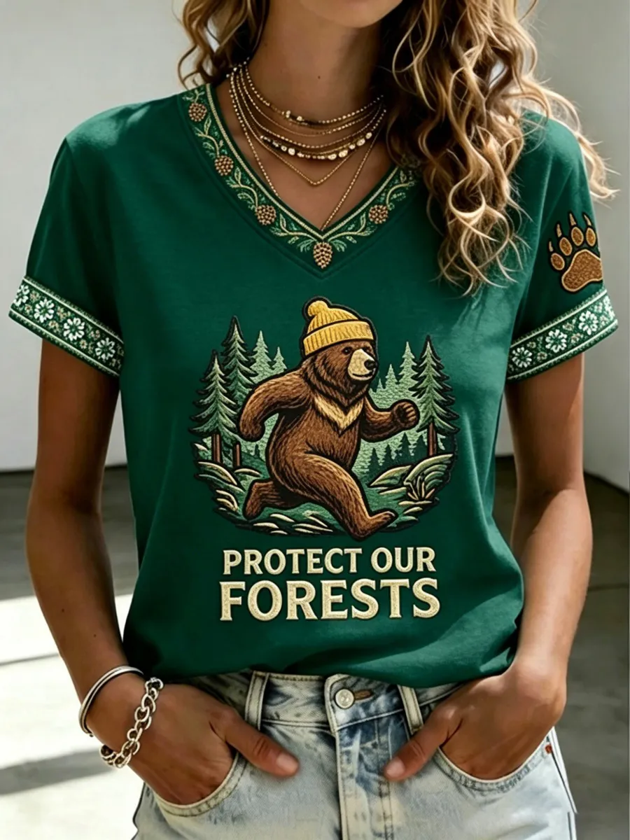Protect Our Forests Women's V-Neck T-Shirt